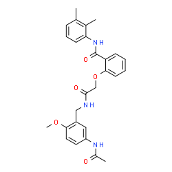 ChemSpider 2D Image | 2-{2-[(5-Acetamido-2-methoxybenzyl)amino]-2-oxoethoxy}-N-(2,3-dimethylphenyl)benzamide | C27H29N3O5