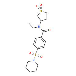 ChemSpider 2D Image | N-(1,1-Dioxidotetrahydro-3-thiophenyl)-N-ethyl-4-(1-piperidinylsulfonyl)benzamide | C18H26N2O5S2