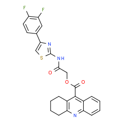 ChemSpider 2D Image | 2-{[4-(3,4-Difluorophenyl)-1,3-thiazol-2-yl]amino}-2-oxoethyl 1,2,3,4-tetrahydro-9-acridinecarboxylate | C25H19F2N3O3S
