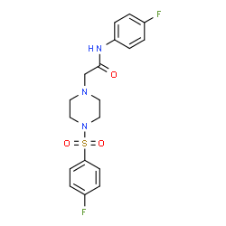 ChemSpider 2D Image | N-(4-Fluorophenyl)-2-{4-[(4-fluorophenyl)sulfonyl]-1-piperazinyl}acetamide | C18H19F2N3O3S