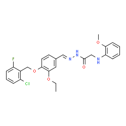 ChemSpider 2D Image | N'-[(E)-{4-[(2-Chloro-6-fluorobenzyl)oxy]-3-ethoxyphenyl}methylene]-2-[(2-methoxyphenyl)amino]acetohydrazide | C25H25ClFN3O4
