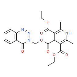 ChemSpider 2D Image | 3,5-Diethyl 4-[(4-oxo-1,2,3-benzotriazin-3(4H)-yl)methyl] 2,6-dimethyl-1,4-dihydro-3,4,5-pyridinetricarboxylate | C22H24N4O7