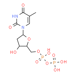 ChemSpider 2D Image | 1-{2-Deoxy-5-O-[hydroxy(phosphonooxy)phosphoryl]pentofuranosyl}-5-methyl-2,4(1H,3H)-pyrimidinedione | C10H16N2O11P2