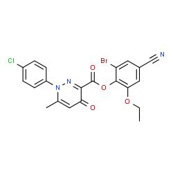ChemSpider 2D Image | 2-Bromo-4-cyano-6-ethoxyphenyl 1-(4-chlorophenyl)-6-methyl-4-oxo-1,4-dihydro-3-pyridazinecarboxylate | C21H15BrClN3O4