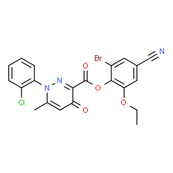 ChemSpider 2D Image | 2-Bromo-4-cyano-6-ethoxyphenyl 1-(2-chlorophenyl)-6-methyl-4-oxo-1,4-dihydro-3-pyridazinecarboxylate | C21H15BrClN3O4