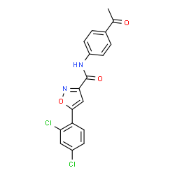 ChemSpider 2D Image | N-(4-Acetylphenyl)-5-(2,4-dichlorophenyl)-1,2-oxazole-3-carboxamide | C18H12Cl2N2O3