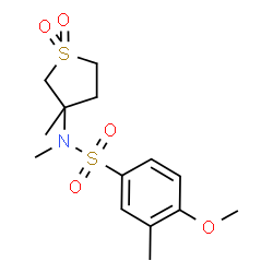 ChemSpider 2D Image | 4-Methoxy-N,3-dimethyl-N-(3-methyl-1,1-dioxidotetrahydro-3-thiophenyl)benzenesulfonamide | C14H21NO5S2