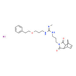 ChemSpider 2D Image | 1-[3-(3,5-Dioxo-4-azatricyclo[5.2.1.0~2,6~]dec-8-en-4-yl)propyl]-2-methyl-3-[3-(2-phenylethoxy)propyl]guanidine hydroiodide (1:1) | C25H35IN4O3