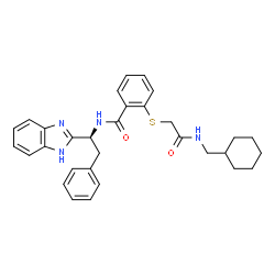 ChemSpider 2D Image | N-[(1S)-1-(1H-Benzimidazol-2-yl)-2-phenylethyl]-2-({2-[(cyclohexylmethyl)amino]-2-oxoethyl}sulfanyl)benzamide | C31H34N4O2S