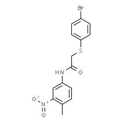 ChemSpider 2D Image | 2-[(4-Bromophenyl)sulfanyl]-N-(4-methyl-3-nitrophenyl)acetamide | C15H13BrN2O3S