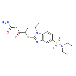 ChemSpider 2D Image | N-Carbamoyl-2-{[5-(diethylsulfamoyl)-1-ethyl-1H-benzimidazol-2-yl]sulfanyl}propanamide | C17H25N5O4S2