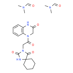 ChemSpider 2D Image | N,N-Dimethylformamide - 3-[2-oxo-2-(3-oxo-3,4-dihydro-1(2H)-quinoxalinyl)ethyl]-1,3-diazaspiro[4.5]decane-2,4-dione (2:1) | C24H34N6O6