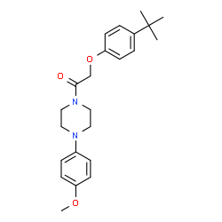 ChemSpider 2D Image | 1-[4-(4-Methoxyphenyl)-1-piperazinyl]-2-[4-(2-methyl-2-propanyl)phenoxy]ethanone | C23H30N2O3