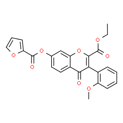 ChemSpider 2D Image | Ethyl 7-(2-furoyloxy)-3-(2-methoxyphenyl)-4-oxo-4H-chromene-2-carboxylate | C24H18O8