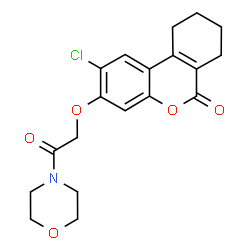 ChemSpider 2D Image | 2-Chloro-3-[2-(4-morpholinyl)-2-oxoethoxy]-7,8,9,10-tetrahydro-6H-benzo[c]chromen-6-one | C19H20ClNO5