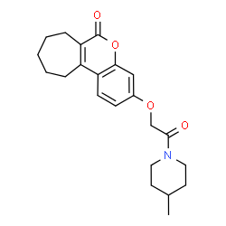 ChemSpider 2D Image | 3-[2-(4-Methyl-1-piperidinyl)-2-oxoethoxy]-8,9,10,11-tetrahydrocyclohepta[c]chromen-6(7H)-one | C22H27NO4