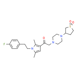 ChemSpider 2D Image | 2-[4-(1,1-Dioxidotetrahydro-3-thiophenyl)-1-piperazinyl]-1-{1-[2-(4-fluorophenyl)ethyl]-2,5-dimethyl-1H-pyrrol-3-yl}ethanone | C24H32FN3O3S