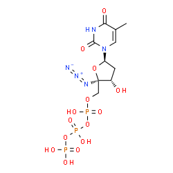 ChemSpider 2D Image | [(2R,3S,5R)-2-azido-3-hydroxy-5-(5-methyl-2,4-dioxo-pyrimidin-1-yl)tetrahydrofuran-2-yl]methyl (hydroxy-phosphonooxy-phosphoryl) hydrogen phosphate | C10H16N5O14P3