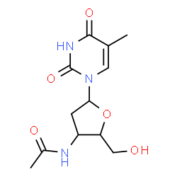 ChemSpider 2D Image | 1-(3-Acetamido-2,3-dideoxypentofuranosyl)-5-methyl-2,4(1H,3H)-pyrimidinedione | C12H17N3O5