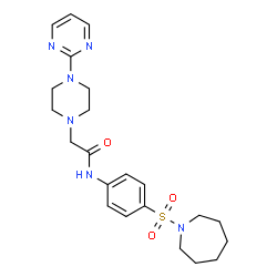 ChemSpider 2D Image | N-[4-(1-Azepanylsulfonyl)phenyl]-2-[4-(2-pyrimidinyl)-1-piperazinyl]acetamide | C22H30N6O3S