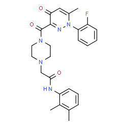 ChemSpider 2D Image | N-(2,3-Dimethylphenyl)-2-(4-{[1-(2-fluorophenyl)-6-methyl-4-oxo-1,4-dihydro-3-pyridazinyl]carbonyl}-1-piperazinyl)acetamide | C26H28FN5O3