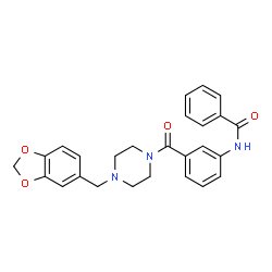 ChemSpider 2D Image | N-(3-{[4-(1,3-Benzodioxol-5-ylmethyl)-1-piperazinyl]carbonyl}phenyl)benzamide | C26H25N3O4