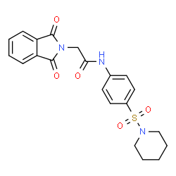 ChemSpider 2D Image | 2-(1,3-Dioxo-1,3-dihydro-2H-isoindol-2-yl)-N-[4-(1-piperidinylsulfonyl)phenyl]acetamide | C21H21N3O5S