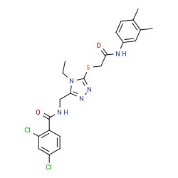 ChemSpider 2D Image | 2,4-Dichloro-N-{[5-({2-[(3,4-dimethylphenyl)amino]-2-oxoethyl}sulfanyl)-4-ethyl-4H-1,2,4-triazol-3-yl]methyl}benzamide | C22H23Cl2N5O2S