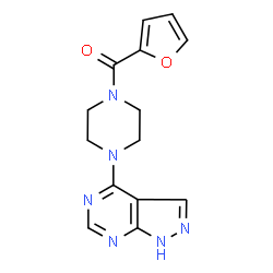 ChemSpider 2D Image | 1-(furan-2-carbonyl)-4-{2H-pyrazolo[3,4-d]pyrimidin-4-yl}piperazine | C14H14N6O2