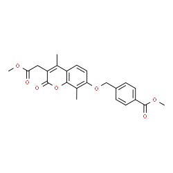 ChemSpider 2D Image | Methyl 4-({[3-(2-methoxy-2-oxoethyl)-4,8-dimethyl-2-oxo-2H-chromen-7-yl]oxy}methyl)benzoate | C23H22O7