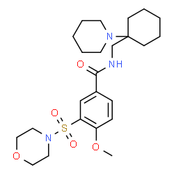 ChemSpider 2D Image | 4-Methoxy-3-(4-morpholinylsulfonyl)-N-{[1-(1-piperidinyl)cyclohexyl]methyl}benzamide | C24H37N3O5S
