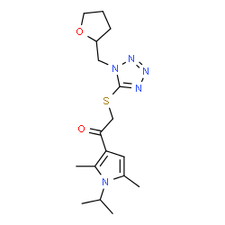 ChemSpider 2D Image | 1-(1-Isopropyl-2,5-dimethyl-1H-pyrrol-3-yl)-2-{[1-(tetrahydro-2-furanylmethyl)-1H-tetrazol-5-yl]sulfanyl}ethanone | C17H25N5O2S