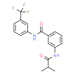 ChemSpider 2D Image | 3-(Isobutyrylamino)-N-[3-(trifluoromethyl)phenyl]benzamide | C18H17F3N2O2