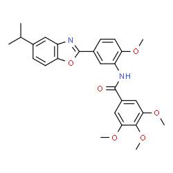 ChemSpider 2D Image | N-[5-(5-Isopropyl-1,3-benzoxazol-2-yl)-2-methoxyphenyl]-3,4,5-trimethoxybenzamide | C27H28N2O6