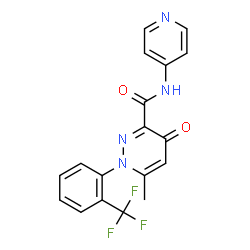 ChemSpider 2D Image | 6-Methyl-4-oxo-N-(4-pyridinyl)-1-[2-(trifluoromethyl)phenyl]-1,4-dihydro-3-pyridazinecarboxamide | C18H13F3N4O2