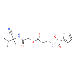 ChemSpider 2D Image | 2-[(2-Cyano-3-methyl-2-butanyl)amino]-2-oxoethyl N-(2-thienylsulfonyl)-beta-alaninate | C15H21N3O5S2
