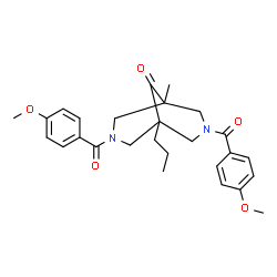 ChemSpider 2D Image | 3,7-Bis(4-methoxybenzoyl)-1-methyl-5-propyl-3,7-diazabicyclo[3.3.1]nonan-9-one | C27H32N2O5