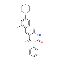 ChemSpider 2D Image | (5E)-5-[2-Methyl-4-(4-morpholinyl)benzylidene]-1-phenyl-2,4,6(1H,3H,5H)-pyrimidinetrione | C22H21N3O4