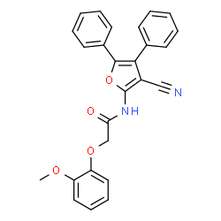 ChemSpider 2D Image | N-(3-Cyano-4,5-diphenyl-2-furyl)-2-(2-methoxyphenoxy)acetamide | C26H20N2O4