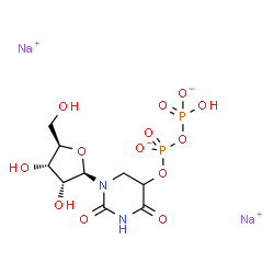 ChemSpider 2D Image | Disodium 5-({[(hydroxyphosphinato)oxy]phosphinato}oxy)-5,6-dihydrouridine | C9H14N2Na2O13P2