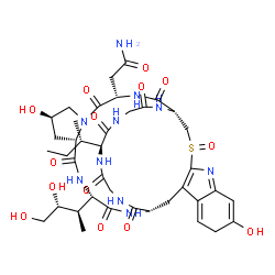 ChemSpider 2D Image | 2-[(1R,4S,8R,10S,13S,16S,34S)-34-[(2S)-2-Butanyl]-13-[(2R,3R)-3,4-dihydroxy-2-butanyl]-8,22-dihydroxy-27-oxido-2,5,11,14,30,33,36,39-octaoxo-27-thia-3,6,12,15,25,29,32,35,38-nonaazapentacyclo[14.12.11
.0~6,10~.0~18,26~.0~19,24~]nonatriaconta-18(26),19,22,24-tetraen-4-yl]acetamide | C39H54N10O14S
