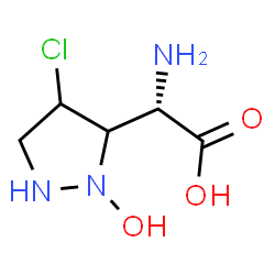 ChemSpider 2D Image | (2S)-Amino(4-chloro-2-hydroxy-3-pyrazolidinyl)acetic acid | C5H10ClN3O3