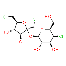 ChemSpider 2D Image | 1,6-Dichloro-1,6-dideoxy-beta-D-fructofuranosyl 4-chloro-4-deoxy-alpha-L-galactopyranoside | C12H19Cl3O8