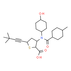 ChemSpider 2D Image | 2,5-Anhydro-3,4-dideoxy-5-(3,3-dimethyl-1-butyn-1-yl)-3-{(4-hydroxycyclohexyl)[(4-methylcyclohexyl)carbonyl]amino}-2-thiopentonic acid | C25H39NO4S