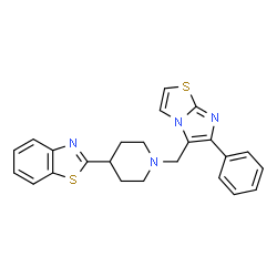 ChemSpider 2D Image | 2-{1-[(6-Phenylimidazo[2,1-b][1,3]thiazol-5-yl)methyl]-4-piperidinyl}-1,3-benzothiazole | C24H22N4S2