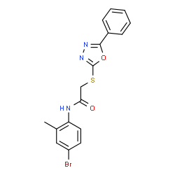 ChemSpider 2D Image | N-(4-Bromo-2-methylphenyl)-2-[(5-phenyl-1,3,4-oxadiazol-2-yl)sulfanyl]acetamide | C17H14BrN3O2S