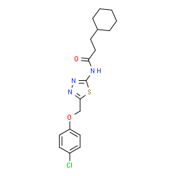 ChemSpider 2D Image | N-{5-[(4-Chlorophenoxy)methyl]-1,3,4-thiadiazol-2-yl}-3-cyclohexylpropanamide | C18H22ClN3O2S