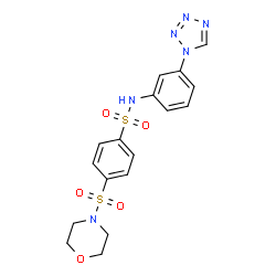 ChemSpider 2D Image | 4-(4-Morpholinylsulfonyl)-N-[3-(1H-tetrazol-1-yl)phenyl]benzenesulfonamide | C17H18N6O5S2