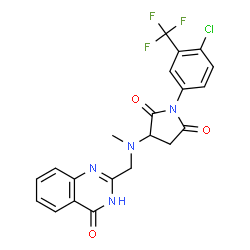 ChemSpider 2D Image | 1-[4-Chloro-3-(trifluoromethyl)phenyl]-3-{methyl[(4-oxo-1,4-dihydro-2-quinazolinyl)methyl]amino}-2,5-pyrrolidinedione | C21H16ClF3N4O3