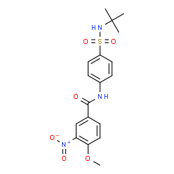 ChemSpider 2D Image | N-[4-(tert-butylsulfamoyl)phenyl]-4-methoxy-3-nitrobenzamide | C18H21N3O6S